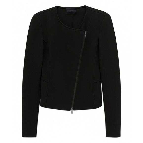 Emporio Armani Jackets & Blazers - Emporio Armani Sleek Black Zip Blazer Jacket - 4 - Black
